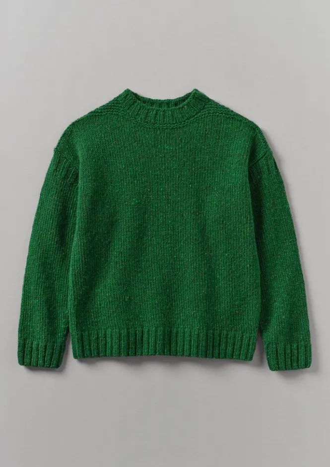 Knitwear-TOAST Donegal Wool High Neck Easy Sweater Emerald