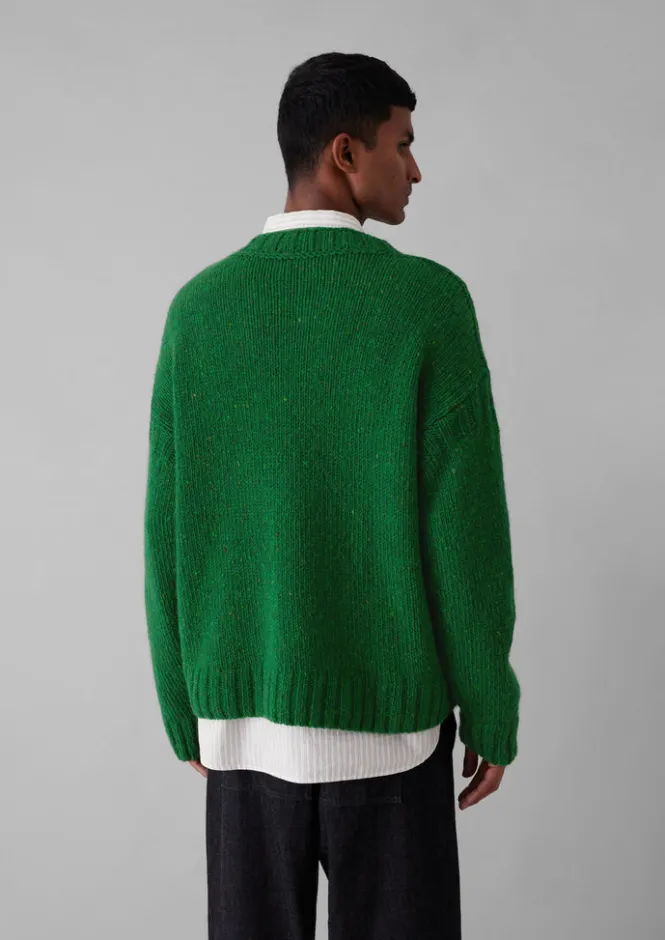 Knitwear-TOAST Donegal Wool High Neck Easy Sweater Emerald