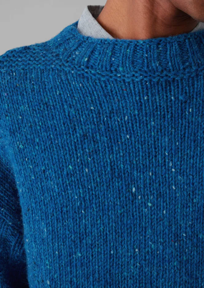 Knitwear-TOAST Donegal Wool High Neck Easy Sweater NeptuneBlue