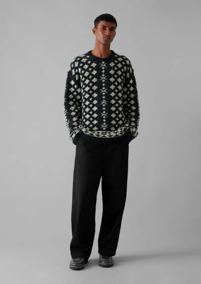 Knitwear-TOAST Donegal Wool Jacquard Sweater CharcoalMelange