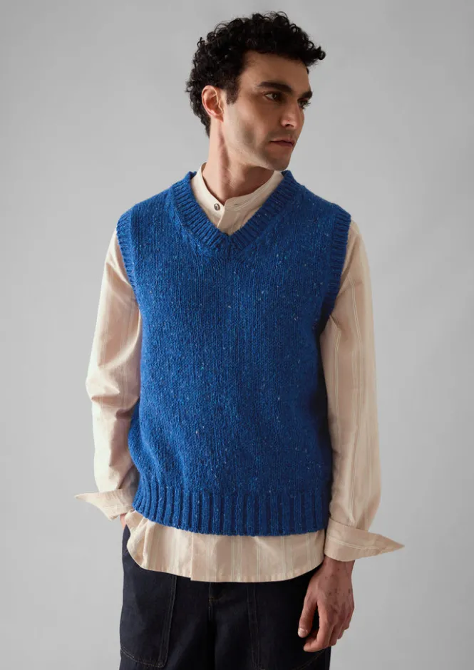 Knitwear-TOAST Donegal Wool Knitted Tank NeptuneBlue