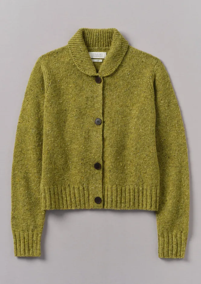 Knitwear-TOAST Donegal Wool Round Collar Cardigan Lime
