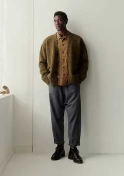 Knitwear-TOAST Donegal Wool V-Neck Cardigan Olive