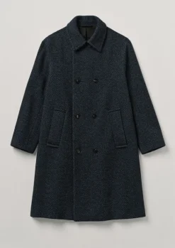 Coats & Jackets-TOAST Double Breasted Wool Overcoat NavyMelange