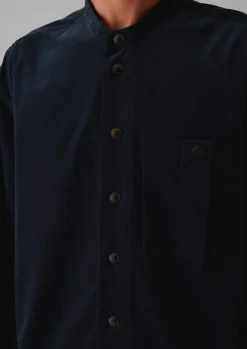 Cord|Shirts-TOAST Dropped Shoulder Organic Cord Grandad Shirt Navy