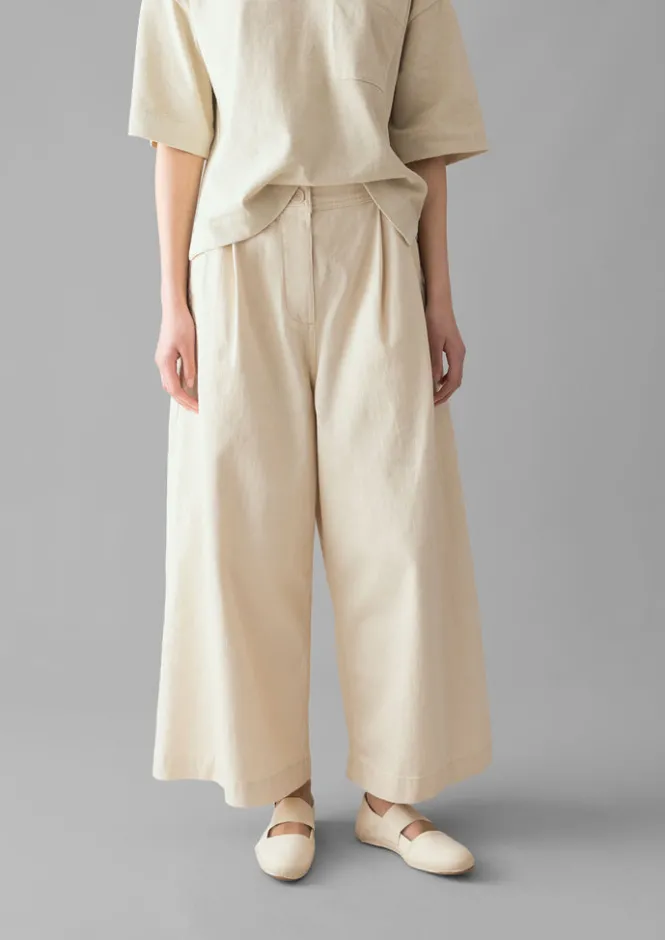 Denim|Jeans-TOAST Denim Pleat Front Trousers Ecru