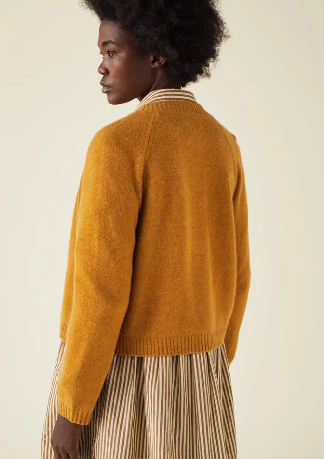 Cashmere|Knitwear-TOAST Eden Wool Cashmere Raglan Cardigan GingerMelange