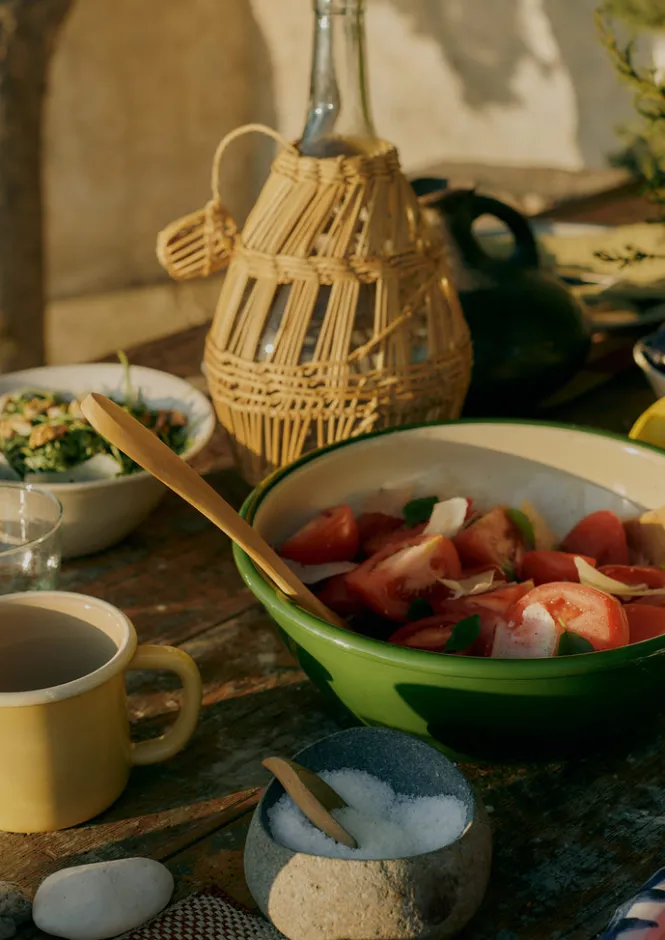 Tableware-TOAST Enamel Salad Bowl Cream/Leaf