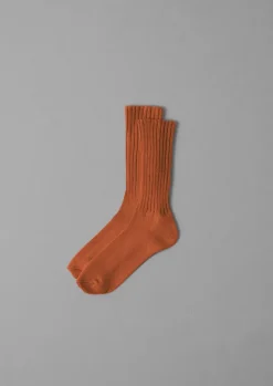 Socks & Tights-TOAST Escuyer Ribbed Socks Rust