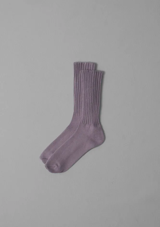 Socks & Tights-TOAST Escuyer Ribbed Socks OffPurple
