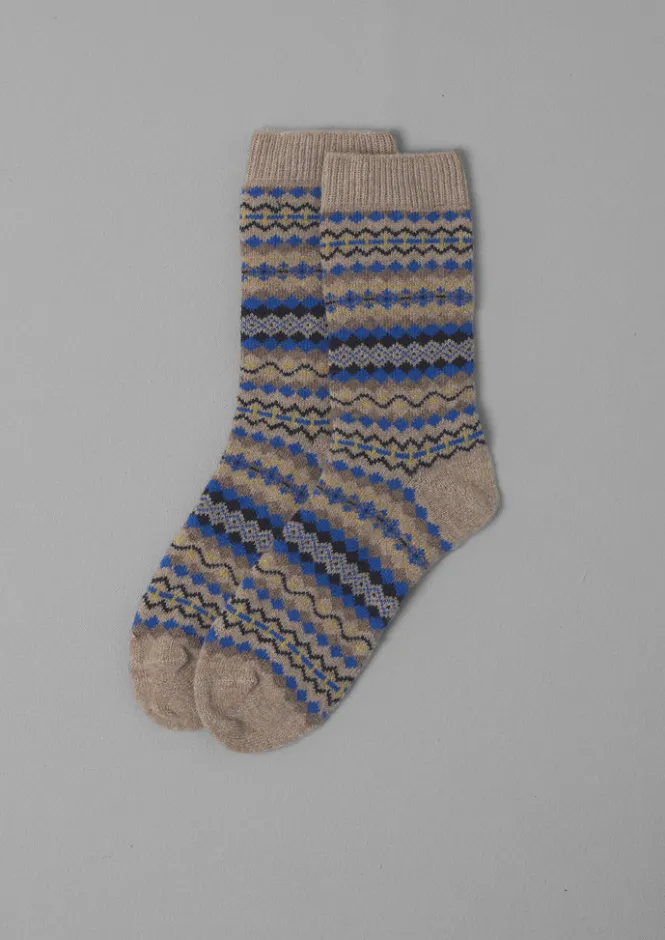 Socks & Tights-TOAST Fair Isle Wool Socks BlueMulti