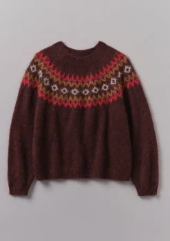 Knitwear-TOAST Fair Isle Yoke Mohair Blend Easy Sweater RedMulti