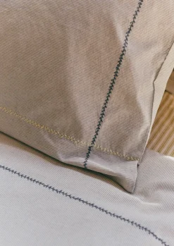 Textiles|Bed Linen-TOAST Fine Stripe Organic Cotton Duvet Cover Ecru/SmokeBlue