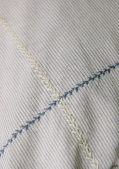 Textiles|Bed Linen-TOAST Fine Stripe Organic Cotton Embroidered Pillowcase Ecru/SmokeBlue