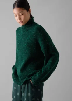 Cashmere|Knitwear-TOAST Flecky Wool Cashmere High Neck Sweater Emerald
