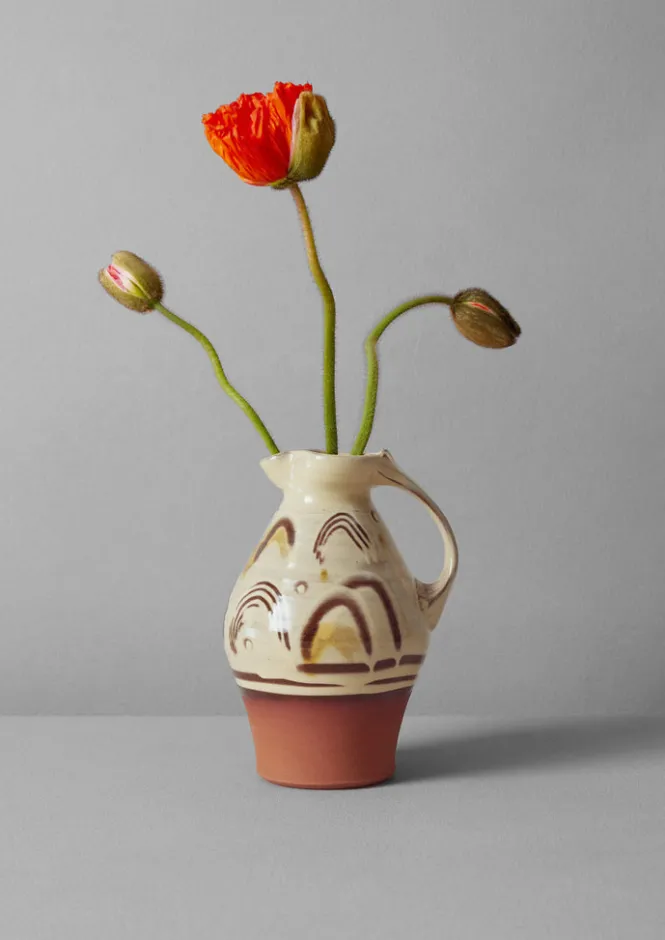 Ceramics-TOAST Frances Savage Large Arc Jug Cream/Terracotta