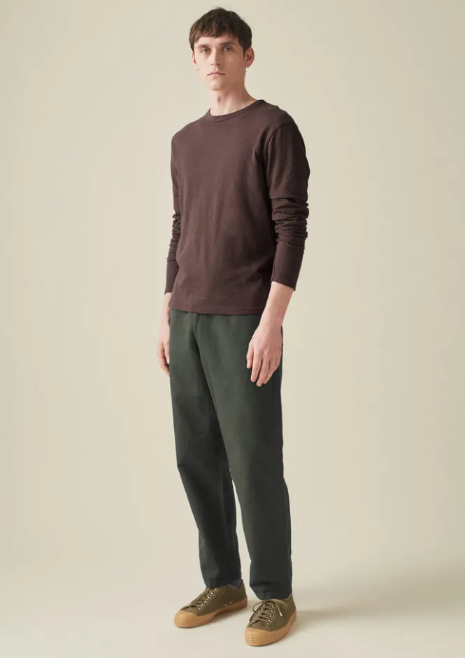 Loungewear|Tops & Tees-TOAST Frank Cotton Long Sleeve Tee Hickory