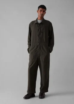 Linen|Workwear-TOAST Garment Dyed Canvas Overalls TentGreen