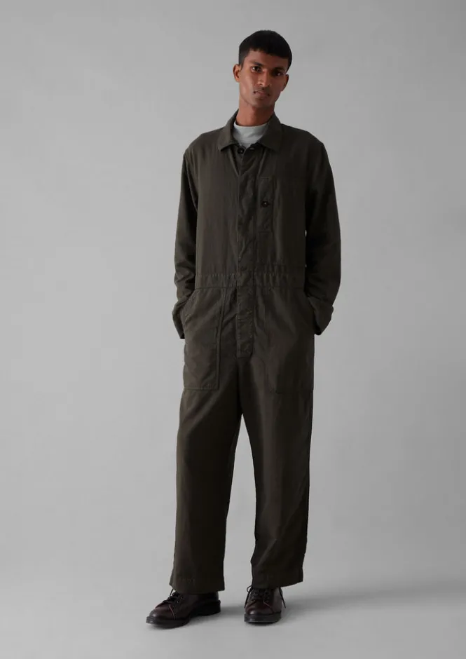 Linen|Workwear-TOAST Garment Dyed Canvas Overalls TentGreen