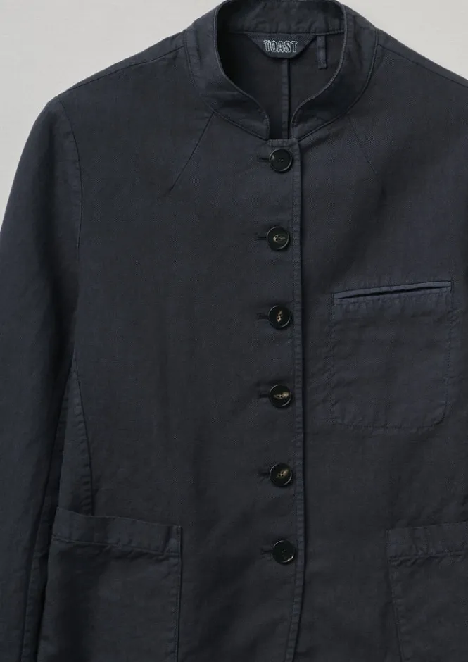 Coats & Jackets-TOAST Garment Dyed Cotton Linen Neat Jacket Slate