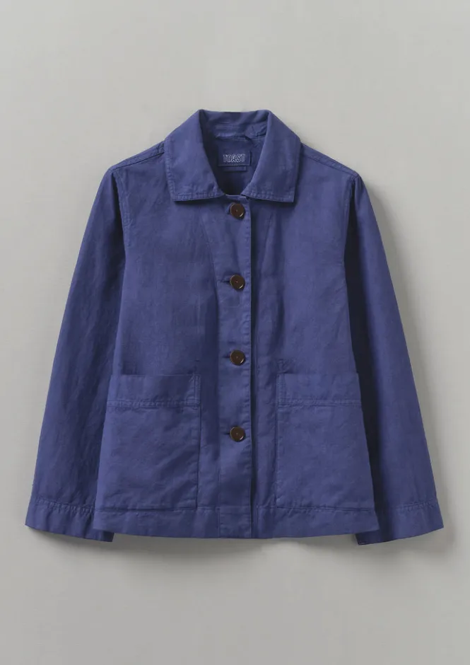 Linen|Coats & Jackets-TOAST Garment Dyed Cotton Linen Jacket Indigo
