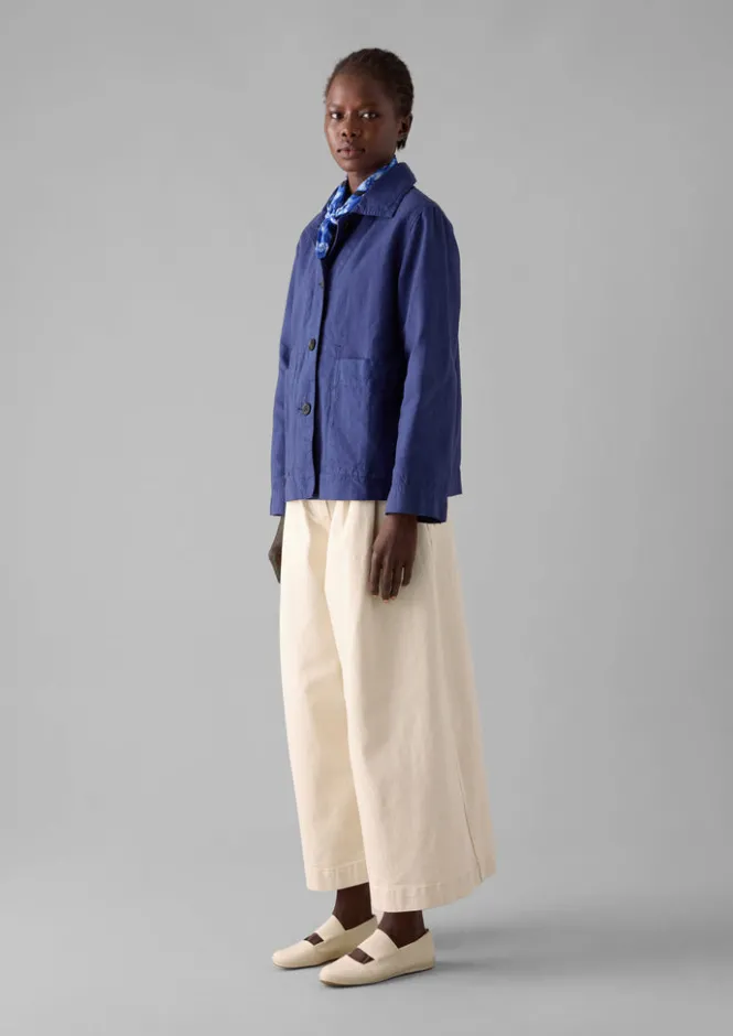 Linen|Coats & Jackets-TOAST Garment Dyed Cotton Linen Jacket Indigo