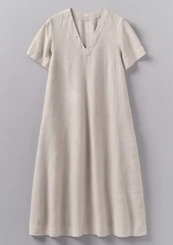 Linen|Loungewear-TOAST Garment Dyed Linen V-Neck Dress Stone