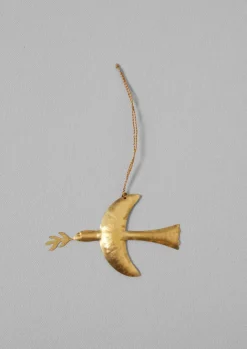 Christmas Decorations-TOAST Hammered Metal Dove Decoration Brass