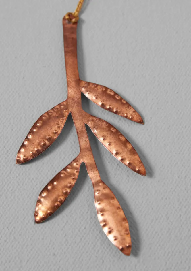 Christmas Decorations-TOAST Hammered Metal Sprig Decoration Copper