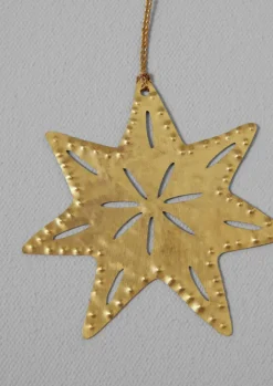 Christmas Decorations-TOAST Hammered Metal Star Decoration Brass