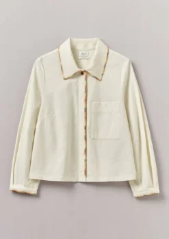 Shirts|Tops & Tees-TOAST Hand Embroidered Textured Cotton Shirt Ecru/Multi