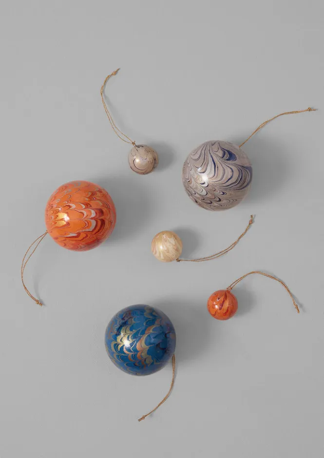 Christmas Decorations-TOAST Hand Marbled Bauble RichBlue