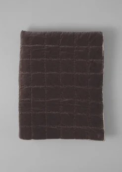 Textiles|Blankets & Throws-TOAST Hand Stitched Velvet Quilt Smoke/Natural