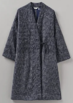 Gowns|Nightwear-TOAST Hand Woven Crosshatch Kantha Gown DeepBlue