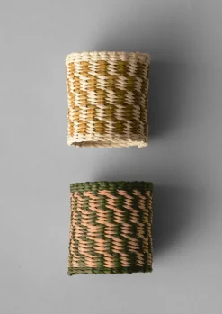 Textiles-TOAST Hand Woven Iraca Napkin Rings Natural/Multi