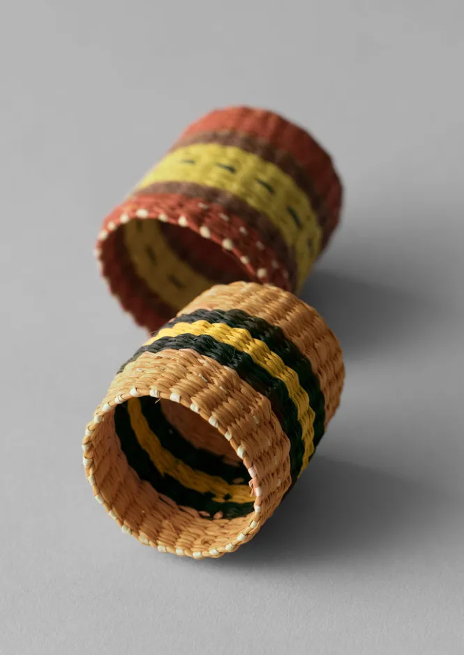 Textiles|Kitchen-TOAST Hand Woven Iraca Napkin Rings Citron/Multi