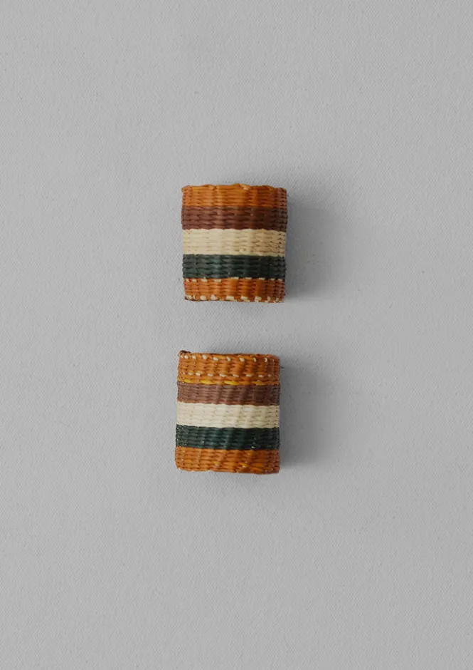 Textiles|Kitchen-TOAST Hand Woven Iraca Napkin Rings Sand/Multi