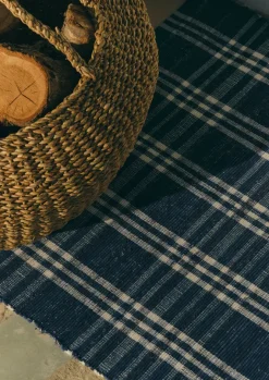 Textiles|Rugs-TOAST Hand Woven Remnant Fabric Rag Rug MixedBlues