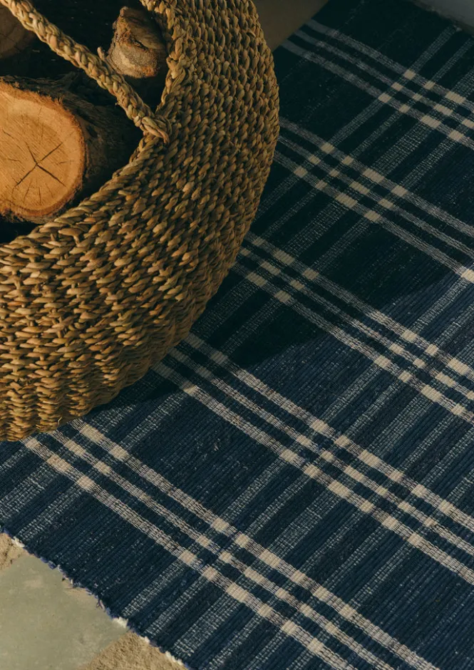 Textiles|Rugs-TOAST Hand Woven Remnant Fabric Rag Rug MixedBlues
