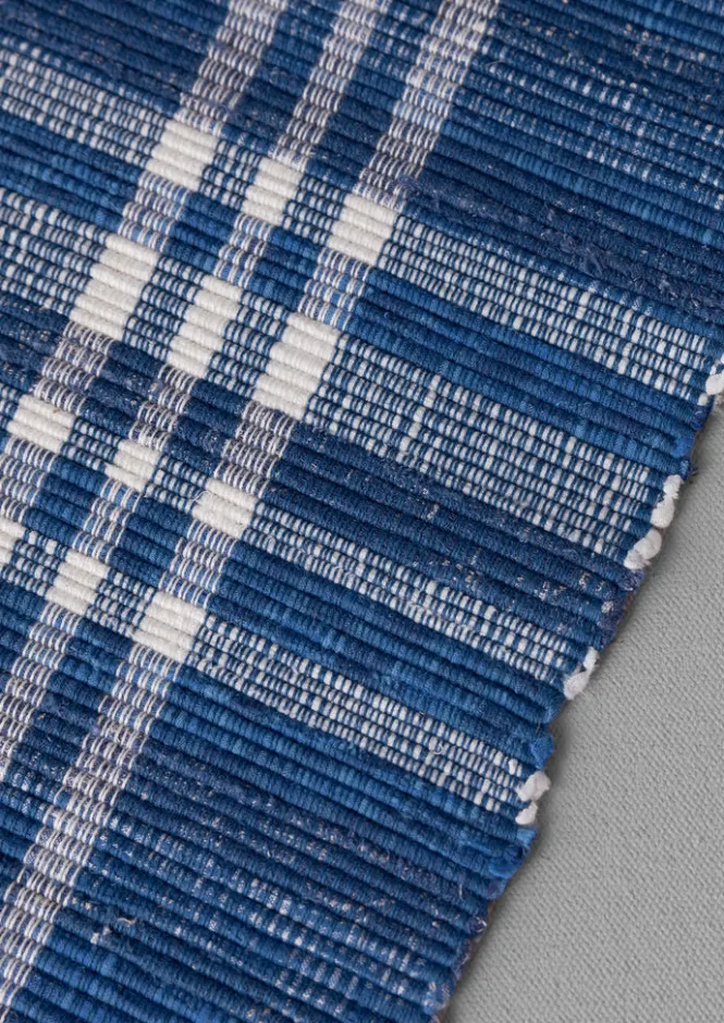 Textiles|Rugs-TOAST Hand Woven Remnant Fabric Rag Rug MixedBlues