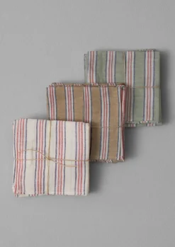 Textiles|Tableware-TOAST Hand Woven Stripe Napkin Set Ochre