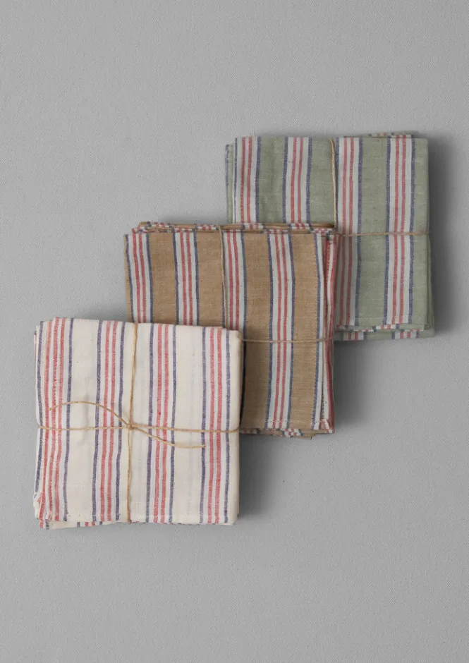 Textiles|Kitchen-TOAST Hand Woven Stripe Napkin Set MineralGreen