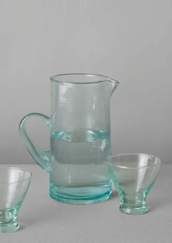 Glass-TOAST Handled Moroccan Glass Jug Clear