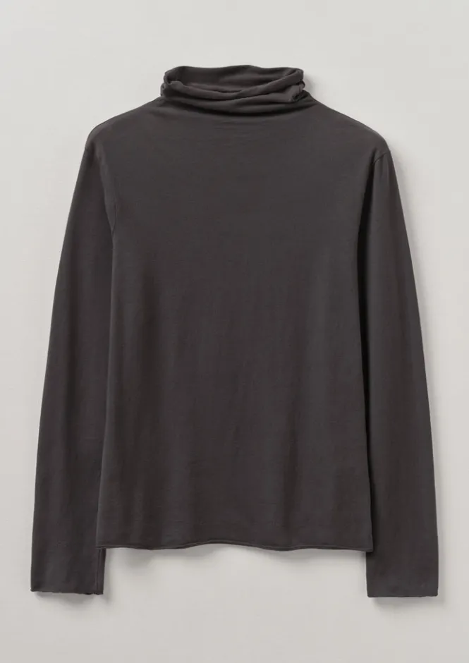 Jersey|Loungewear-TOAST High Neck Soft Cotton Tee SoftCharcoal