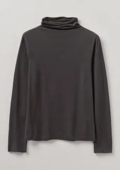 Jersey|Loungewear-TOAST High Neck Soft Cotton Tee SoftCharcoal