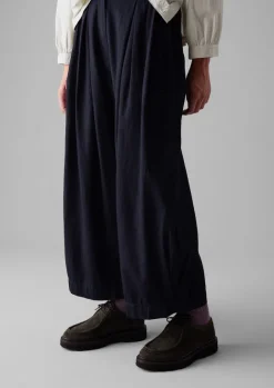 Trousers-TOAST Cotton Twill Wide Leg Trousers Indigo