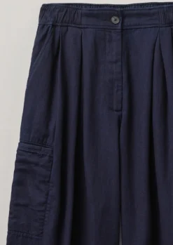 Trousers-TOAST Cotton Twill Wide Leg Trousers Indigo