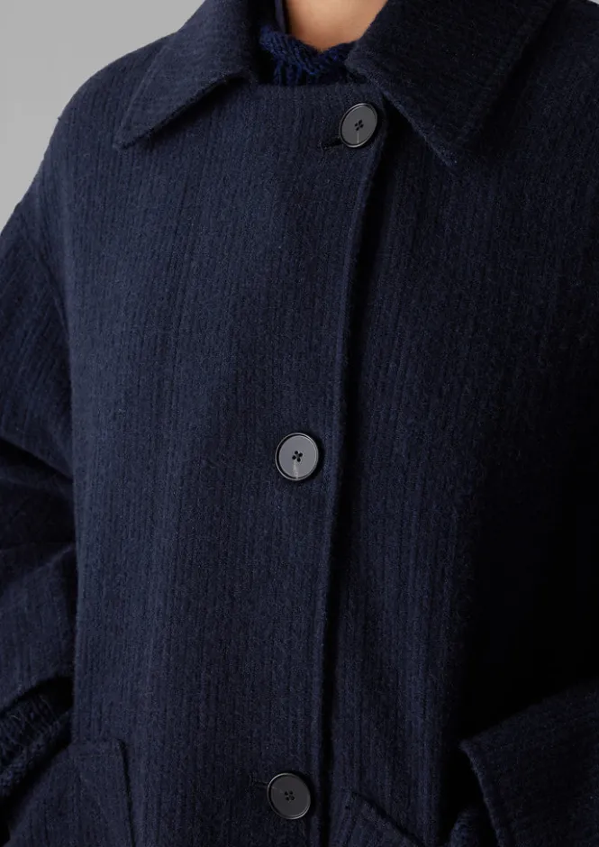 Coats & Jackets-TOAST Cotton Wool Pea Coat Indigo