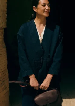 Denim|Coats & Jackets-TOAST Denim Wrap Jacket Indigo