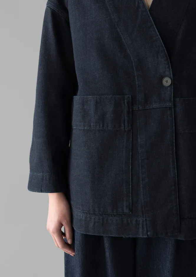 Denim|Coats & Jackets-TOAST Denim Wrap Jacket Indigo